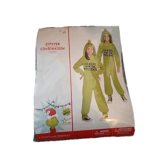 NWT Hooded GRINCH Zip Jumpsuit Toddler 3-4 Sleeper Costume Halloween Christmas - Picture 1 of 6